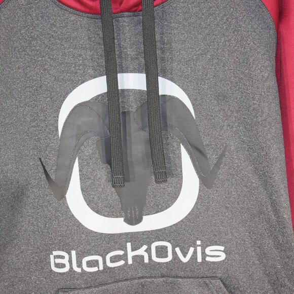 Black Ovis Pull Over Hoodie -Charcoal/Red - Size L - Picture 9 of 9